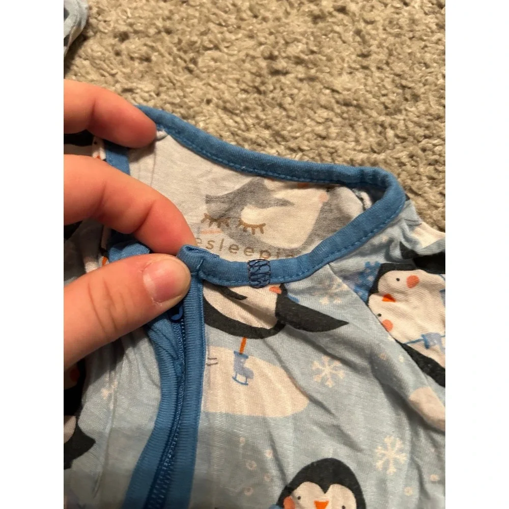 Little Sleepies blue penguins one piece zippy 0/3 months‎ PLAY